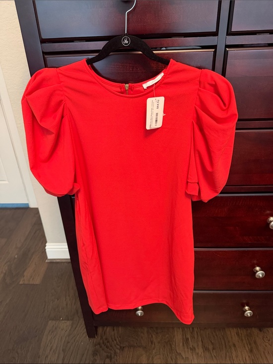 Ces Femme Dresses & Skirts - NWT Ces Femme Red Puff Sleeve Dress size L